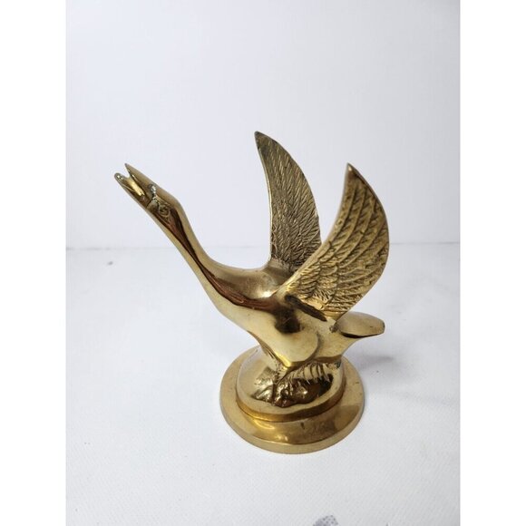 Vintage Brass Flying Open Wings Duck Figurine Bird Sculpture Mid Century Modern - Picture 4 of 8